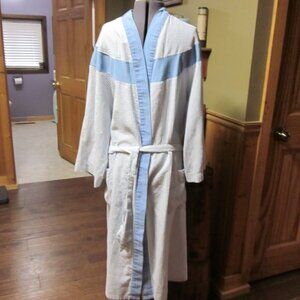 Mens vtg Pierre Cardin New York Paris midi Seersucker robe pinstripe One sz